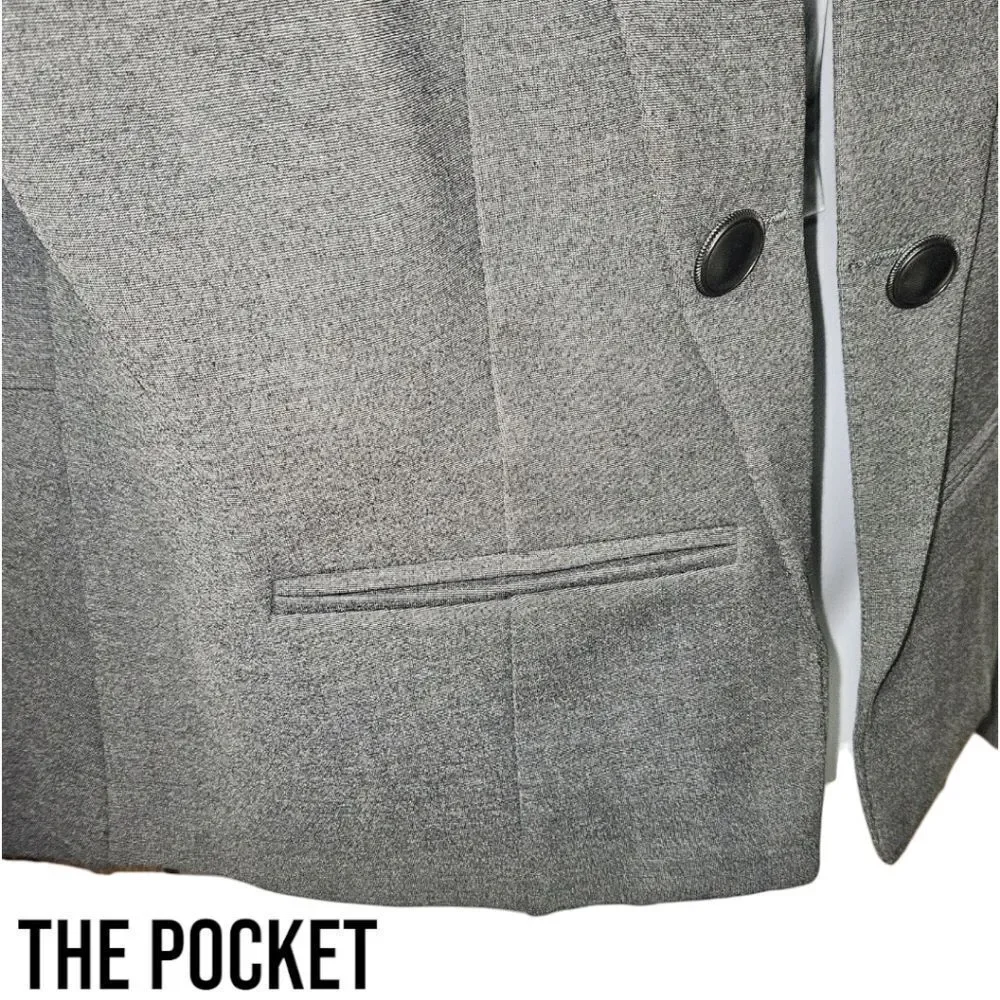 TORRID 2X gray twill fabric open mixed anorak Jacket/Blazer - Picture 6 of 13
